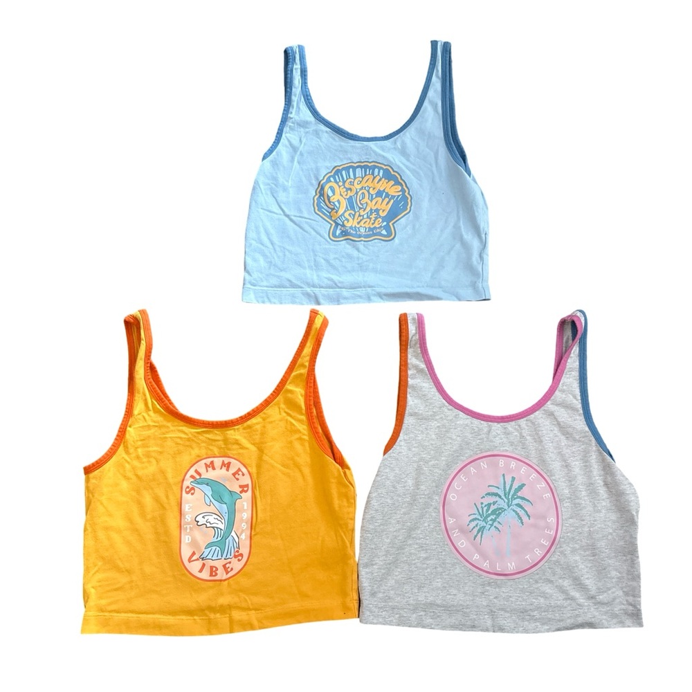 3x Summer Vibe Crop Tank Tops - size L